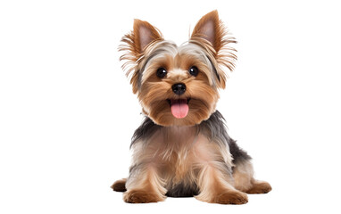 The Playful Yorkshire Terrier Dog Showing its Playful Side Isolated on Transparent Background PNG.