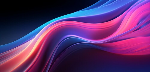 Abstract pink, blue, and neon-colored 3D render with wavy line shining in UV spectrum.