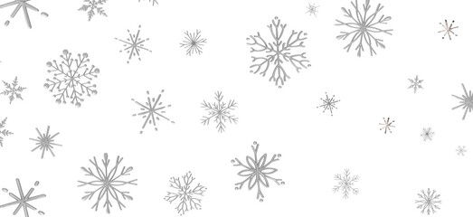 Snowflake Cascade: Mesmerizing 3D Illustration Depicting Descending Christmas Snowflakes