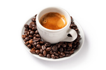 Tazzina di classico caffè espresso napoletano, bevanda italiana 