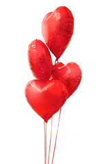 Watercolor heart shaped red balloons vector illustration