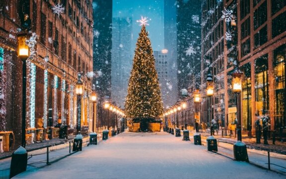 Beautiful Christmas atmosphere in new york city