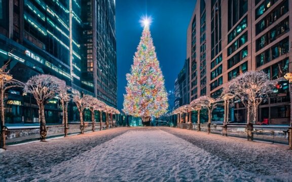 Beautiful Christmas atmosphere in new york city