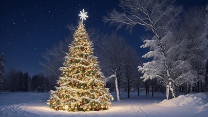 Beautiful Christmas holiday frame of Christmas tree
