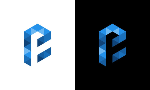 initials p and f geometric logo design vector