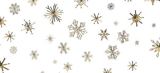 Snowflake Cascade: Mesmerizing 3D Illustration Depicting Descending Christmas Snowflakes