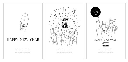 Hand drawn vector illustration of new year digital graphic design and logo template - Simple and friendly touch - Greeting message for the Winter Holiday Season - corporate, family, friends 