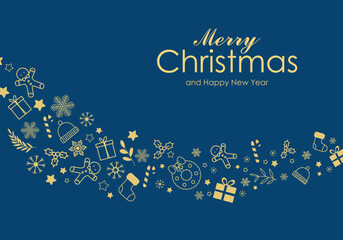 Christmas elements with blue background
