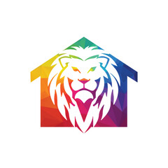 Lion home vector logo design template.	
