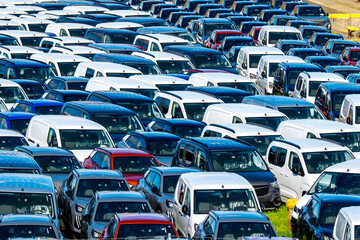 Cars in a line waiting of car shipping