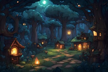 Night in the magic forest 
