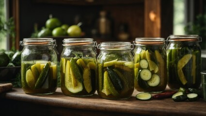 Jars of cucumbers