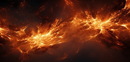 Background of fractal art with fire and sparks. Volcanic eruption or fireworks.