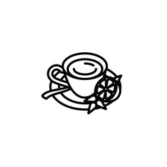 Original vector illustration. The icon of hot tea in a cup with lemon and mint.