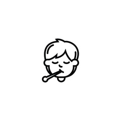 riginal vector illustration. The icon of a sick person with a thermometer.