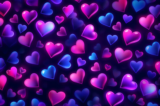 purple hearts wallpaper, AI generated