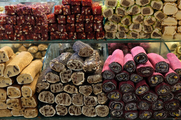 Turkish sweets on the counter, lokum, Istanbul