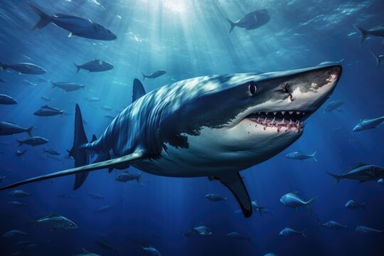 Magnificent Mako Sharks Roaming in Cabo San Lucas Waters. Get Stunning Shots of The Sharks up Close with This Image