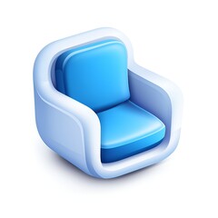 Modern 3D Chair Icon on White Background
