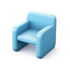 Modern 3D Chair Icon on White Background