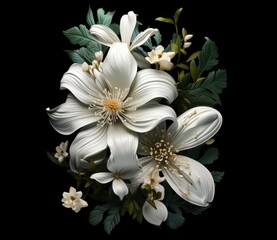 white flowers inside of an eight shape