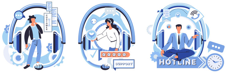 Help desk vector illustration. The help desk hotline echoes with dedicated voices IT professionals, ready to assist Assistance is just call away at help desk, where network solutions meet customer