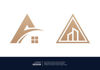 Set of letter A building logo design inspiration.