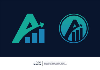Set of letter A Financial Chart Logo Design.