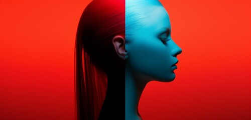 Craft an image with a linear gradient from fiery red to cool cyan, evoking a sense of contrast.