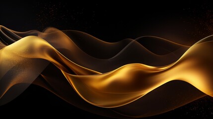 Create a sophisticated and modern wallpaper featuring a golden abstract wave design with a fluid and dynamic feel. 