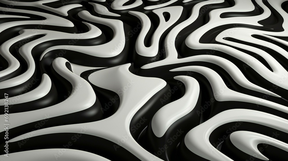 Aufkleber fluid dynamics: swirling black and white abstract shapes creating a dramatic visual flow