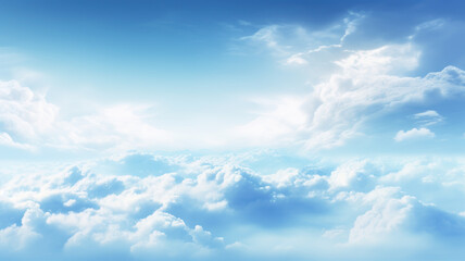 Fototapeta na wymiar High-Key Illumination, Softly Lit Cloudy Blue Sky Landscape