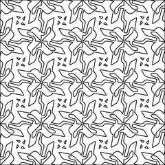 Figures from lines.Black pattern on white wallpaper for web page, textures, card, poster, fabric, textile. Abstract background.Repeating background image.White texture. Lines form shapes.