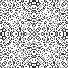 Figures from lines.Black pattern on white wallpaper for web page, textures, card, poster, fabric, textile. Abstract background.Repeating background image.White texture. Lines form shapes.