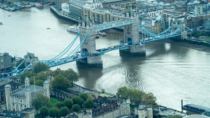 Aerial view of the Tower Bridge, London, United Kingdom