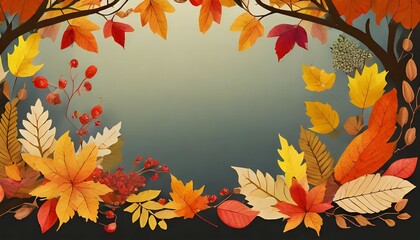 autumn leaves frame border