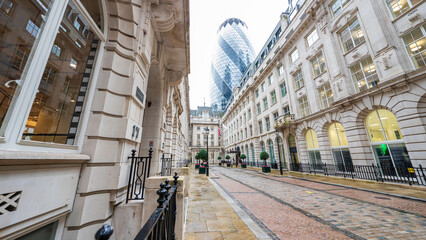 St. Helen´s Place with the 'Gherkin' in the background, London, United Kingdom