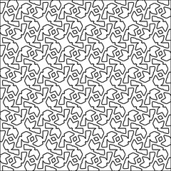 Figures from lines.Black pattern on white wallpaper for web page, textures, card, poster, fabric, textile. Abstract background.Repeating background image.White texture. Lines form shapes.