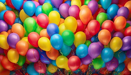 bright abstract background of jumble of rainbow colored balloons celebrating gay pride