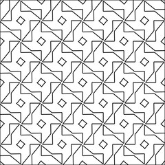 Figures from lines.Black pattern on white wallpaper for web page, textures, card, poster, fabric, textile. Abstract background.Repeating background image.White texture. Lines form shapes.