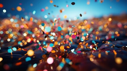 Colorful golden glitter confetti for holiday background - obrazy, fototapety, plakaty
