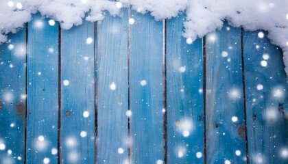 blue wood texture with snow