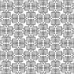 Figures from lines.Black pattern on white wallpaper for web page, textures, card, poster, fabric, textile. Abstract background.Repeating background image.White texture. Lines form shapes.