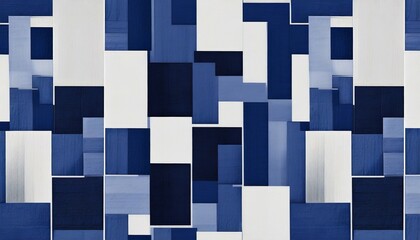 dark blue white pattern chaotic geometric shape background for design squares rectangles or block seamless abstract mosaic collage web banner wide long
