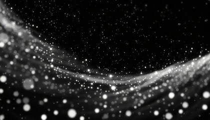 abstract motion of white stars dots snow on black background of space galaxy for abstract futuristic technology christmas decoration overlay wallpaper with wave rotation flickering effects - obrazy, fototapety, plakaty