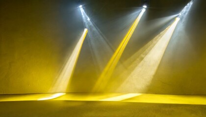 beams of spotlight on a yellow background