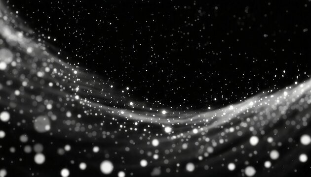 abstract motion of white stars dots snow on black background of space galaxy for abstract futuristic technology christmas decoration overlay wallpaper with wave rotation flickering effects