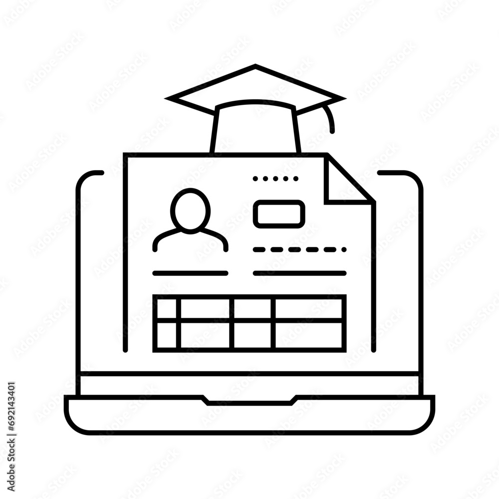 Poster student profile online learning platform line icon vector. student profile online learning platform 