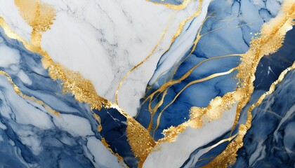 abstract marble white blue and gold background wedding invitation backdrop ai generated