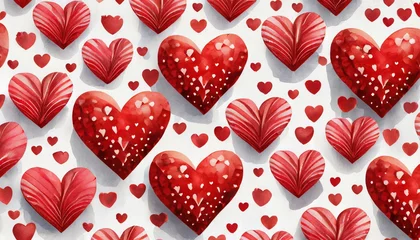Fotobehang st valentine s red hearts on white background pattern © Emanuel